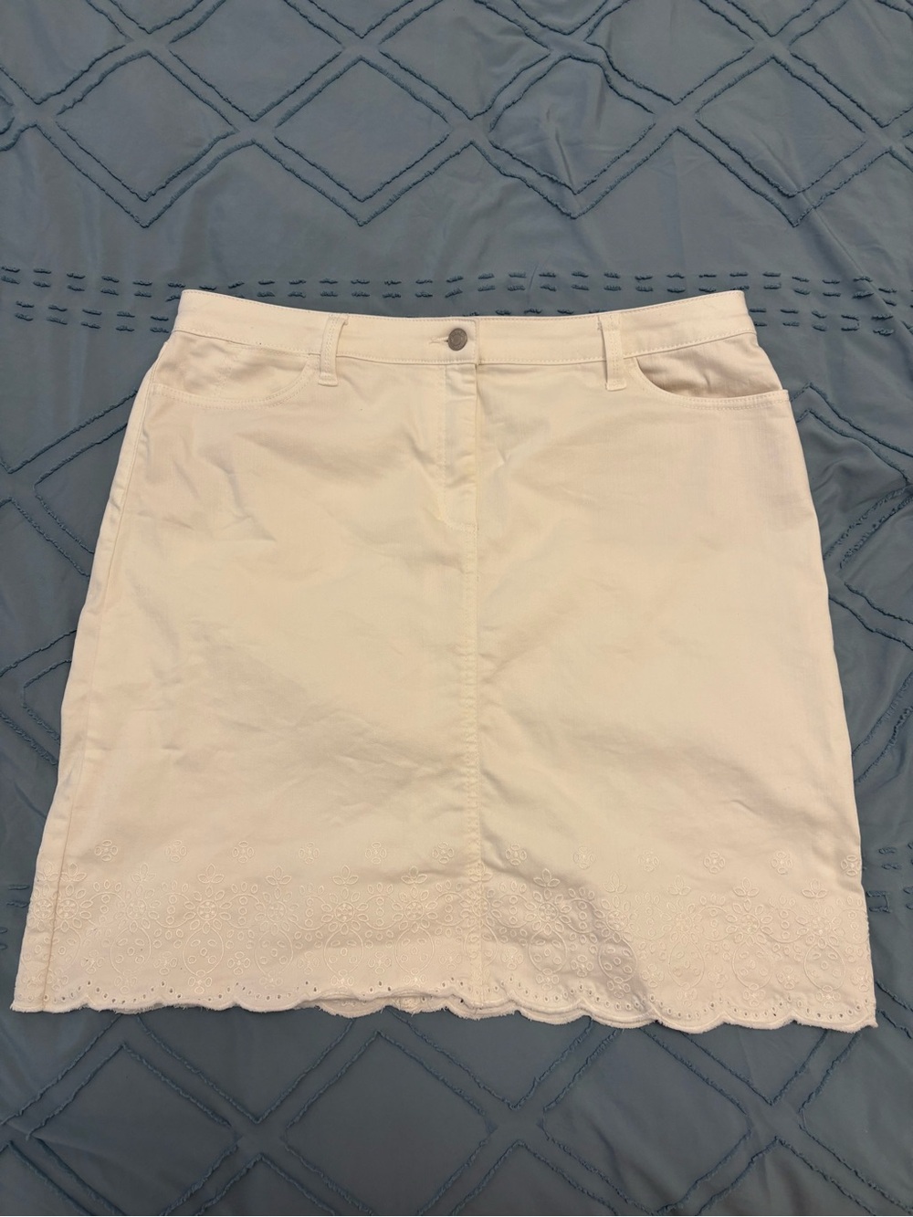 Talbots White Eyelet Hem Mini Skirt
